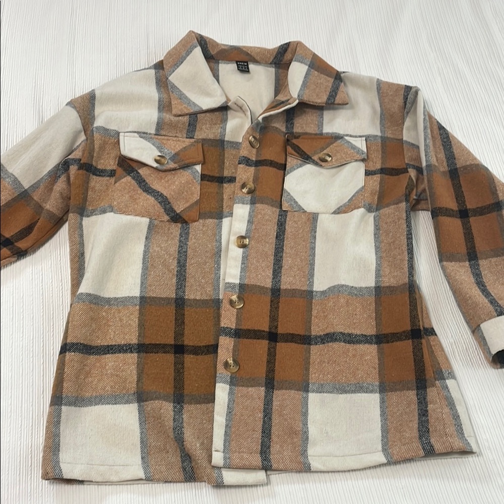 Plaid Jacket in Brown and Cream